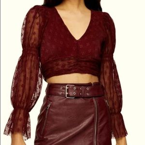 Top Shop Lace Open Back Blouse